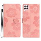 For Huawei P40 lite Flower Embossing Pattern Leather Phone Case(Pink) - 1