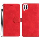 For Huawei P40 lite Flower Embossing Pattern Leather Phone Case(Red) - 1