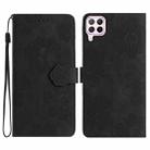 For Huawei P40 lite Flower Embossing Pattern Leather Phone Case(Black) - 1