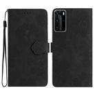 For Huawei P40 Pro Flower Embossing Pattern Leather Phone Case(Black) - 1