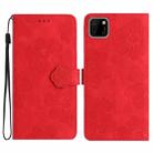 For Huawei Y5p Flower Embossing Pattern Leather Phone Case(Red) - 1