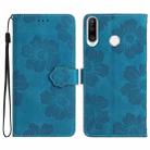 For Huawei Y6p Flower Embossing Pattern Leather Phone Case(Blue) - 1