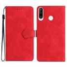 For Huawei Y6p Flower Embossing Pattern Leather Phone Case(Red) - 1