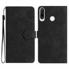 For Huawei Y6p Flower Embossing Pattern Leather Phone Case(Black) - 1