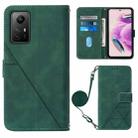 For Xiaomi Redmi Note 12S 4G Global Crossbody 3D Embossed Flip Leather Phone Case(Dark Green) - 1