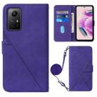 For Xiaomi Redmi Note 12S 4G Global Crossbody 3D Embossed Flip Leather Phone Case(Purple) - 1