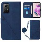 For Xiaomi Redmi Note 12S 4G Global Crossbody 3D Embossed Flip Leather Phone Case(Blue) - 1