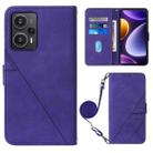 For Xiaomi Poco F5 5G/Redmi Note 12 Turbo Crossbody 3D Embossed Flip Leather Phone Case(Purple) - 1