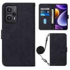 For Xiaomi Poco F5 5G/Redmi Note 12 Turbo Crossbody 3D Embossed Flip Leather Phone Case(Black) - 1