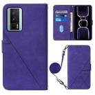 For Xiaomi Poco F5 Pro 5G/Redmi K60 Crossbody 3D Embossed Flip Leather Phone Case(Purple) - 1