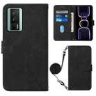 For Xiaomi Poco F5 Pro 5G/Redmi K60 Crossbody 3D Embossed Flip Leather Phone Case(Black) - 1