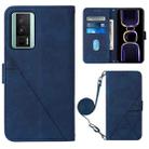 For Xiaomi Poco F5 Pro 5G/Redmi K60 Crossbody 3D Embossed Flip Leather Phone Case(Blue) - 1