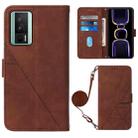 For Xiaomi Poco F5 Pro 5G/Redmi K60 Crossbody 3D Embossed Flip Leather Phone Case(Brown) - 1