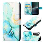 For Sony Xperia 1 V PT003 Marble Pattern Flip Leather Phone Case(Green LS003) - 1