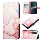 For Sony Xperia 1 V PT003 Marble Pattern Flip Leather Phone Case(Pink Purple Gold LS001) - 1