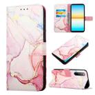 For Sony Xperia 10 V PT003 Marble Pattern Flip Leather Phone Case(Rose Gold LS005) - 1