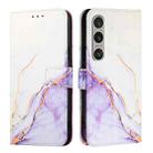 For Sony Xperia 1 VI PT003 Marble Pattern Flip Leather Phone Case(White Purple LS006) - 2