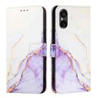 For Sony Xperia 5 VI PT003 Marble Pattern Flip Leather Phone Case(White Purple LS006) - 2