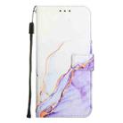 For Sony Xperia 10 VI PT003 Marble Pattern Flip Leather Phone Case(White Purple LS006) - 3