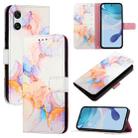 For Sony Xperia 10 VI PT003 Marble Pattern Flip Leather Phone Case(Galaxy Marble White LS004) - 1