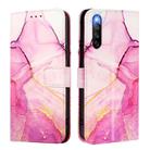 For Sony Xperia 10 IV PT003 Marble Pattern Flip Leather Phone Case(Pink Purple Gold LS001) - 3