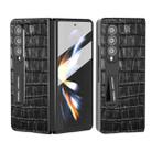 For Samsung Galaxy Z Fold3 5G Integrated Crocodile Texture Genuine Leather Phone Case(Black) - 1