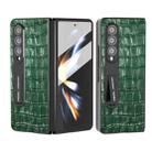 For Samsung Galaxy Z Fold4 5G Integrated Crocodile Texture Genuine Leather Phone Case(Green) - 1