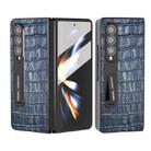 For Samsung Galaxy Z Fold4 5G Integrated Crocodile Texture Genuine Leather Phone Case(Blue) - 1