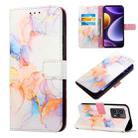 For Xiaomi Poco F5 5G/Redmi Note 12 Turbo PT003 Marble Pattern Flip Leather Phone Case(Galaxy Marble White LS004) - 1