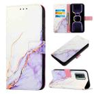 For Xiaomi Poco F5 Pro 5G/Redmi K60 PT003 Marble Pattern Flip Leather Phone Case(White Purple LS006) - 1