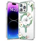 For iPhone 13 Pro Max MagSafe Magnetic TPU Phone Case(White Pink Rose) - 1