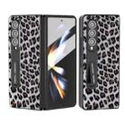 For Samsung Galaxy Z Fold4 5G Integrated Black Edge Leopard Phone Case with Holder(Silver) - 1