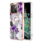 For OnePlus 10T 5G / Ace Pro Electroplating IMD TPU Phone Case with Ring(Purple Flower) - 1