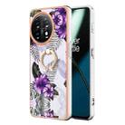 For OnePlus 11 Electroplating IMD TPU Phone Case with Ring(Purple Flower) - 1