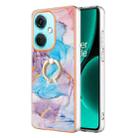 For OnePlus Nord CE3 Electroplating IMD TPU Phone Case with Ring(Blue Marble) - 1