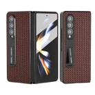 For Samsung Galaxy Z Fold3 5G Integrated Genuine Leather Luxury Series Phone Case with Holder(Coffee) - 1