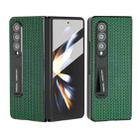 For Samsung Galaxy Z Fold4 5G Integrated Genuine Leather Luxury Series Phone Case with Holder(Night Green) - 1