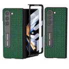 For Samsung Galaxy Z Fold5 ABEEL Integrated Genuine Leather Luxury Series Phone Case with Holder(Night Green) - 1