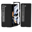 For Samsung Galaxy Z Fold5 ABEEL Integrated Genuine Leather Luxury Series Phone Case with Holder(Black) - 1