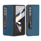 For Samsung Galaxy Z Fold4 5G Integrated Genuine Silky Soft ABEEL Black Edge Phone Case with Holder(Blue) - 1