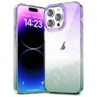 For iPhone 14 Pro Max Star Gradient Phone Case(Purple Green) - 1