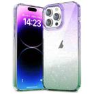 For iPhone 13 Star Gradient Phone Case(Purple Green) - 1