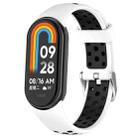 For Xiaomi Mi Band 8 Two-color Steel Plug Silicone Watch Band(White Black) - 1