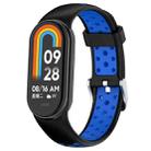 For Xiaomi Mi Band 8 Two-color Steel Plug Silicone Watch Band(Black Blue) - 1