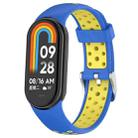 For Xiaomi Mi Band 8 Two-color Steel Plug Silicone Watch Band(Blue Yellow) - 1