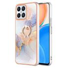 For Honor X8 4G Electroplating IMD TPU Phone Case with Ring(White Marble) - 1