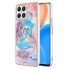 For Honor X8 4G Electroplating IMD TPU Phone Case with Ring(Blue Marble) - 1