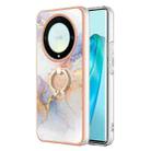 For Honor X9a / Magic5 Lite Electroplating IMD TPU Phone Case with Ring(White Marble) - 1