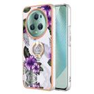 For Honor Magic5 Pro Electroplating IMD TPU Phone Case with Ring(Purple Flower) - 1