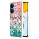 For Honor X7 Electroplating IMD TPU Phone Case with Ring(Colorful Scales) - 1